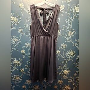 MODCLOTH pullover surplice NAVY sleeveless dress SIZE LARGE back bow detail!